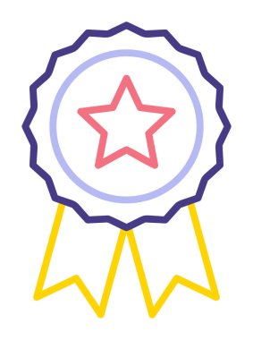  Basit ödül rozet vektörü düz çizgi simgesi