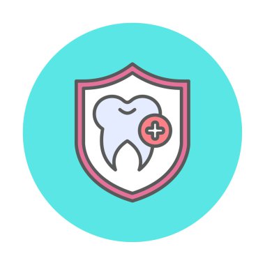 Diş koruma kalkanı ikon vektörü. İnce çizgi işareti. Önleme izole edilmiş kontür sembolü gösterimi