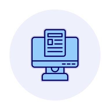 Yazı simgesi, vektör illüstrasyonlu bilgisayar ekranı