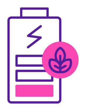 Vektör ekoloji ikonu illüstrasyonu. Yeşil Pil                           