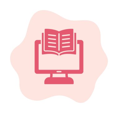 E-kitap ve bilgisayar ekran simgesi, vektör illüstrasyonu 