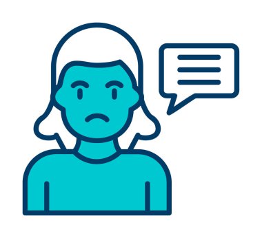 Konuşma balonu olan üzgün kadın, vektör illüstrasyon tasarımı