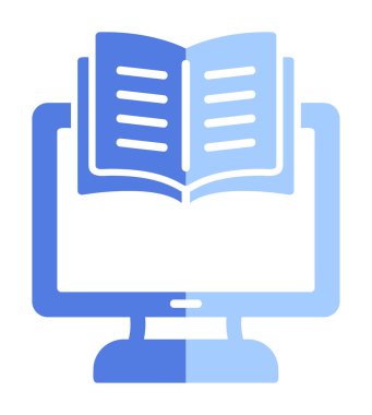 E-kitap ve bilgisayar ekran simgesi, vektör illüstrasyonu 