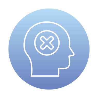 Çapraz işaretli insan kafası, güvensiz kişi, vektör illüstrasyonu