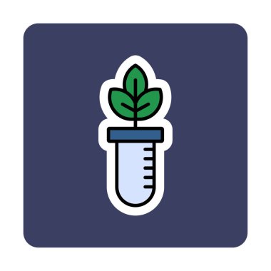 Test tüpü simgesine bitki, vektör illüstrasyonuName 