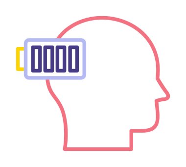 Batarya vektör çizimi tasarımı olan insan kafası