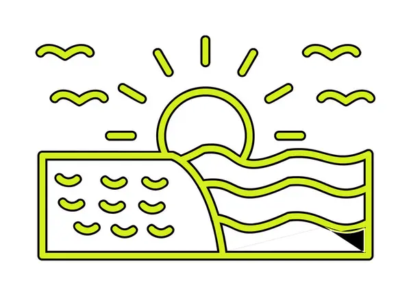 Sunrise Sea Web Icon Vector Illustration — ストックベクタ