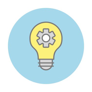 Simge vektör illüstrasyonunun içindeki vitesli basit ampul