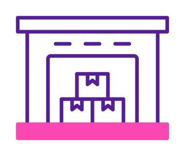 Kutu simgesi ve vektör illüstrasyonlu depo 