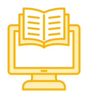 E-kitap ve bilgisayar ekran simgesi, vektör illüstrasyonu 