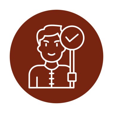 Bayrak taşıyan adam, vektör illüstrasyonu 