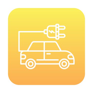 Elektrikli araba ikonu. Elektrikli otomobil ve şarj sembolü. Çevre dostu elektro araç konsepti. Vektör illüstrasyonu 