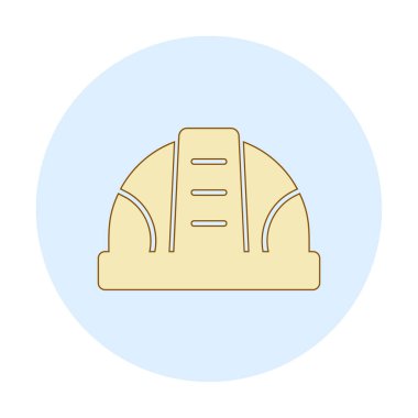 İnşaat Miğferi. İnşaat endüstrisi simgesi ana hatlarıyla doldurulmuş                    