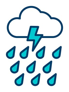 vektör yıldırımı ve Yağmur simgesi illüstrasyonu