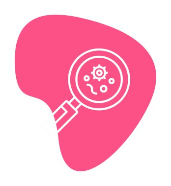 Büyüteç cam simgesi, vektör illüstrasyonlu bakteri denetimi  