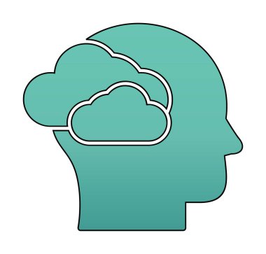 Bulut simgesi olan beyin, vektör illüstrasyonu
