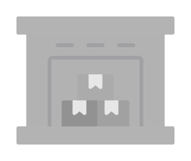 Kutu simgesi ve vektör illüstrasyonlu depo 