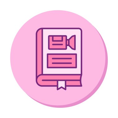 Kamera işaretli kitap simgesi, vektör illüstrasyonu basit tasarım