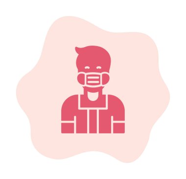 Düz genç adam tıbbi maske taşıyıcısı