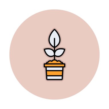 çömlek simgesine bitki, vektör illüstrasyonu 