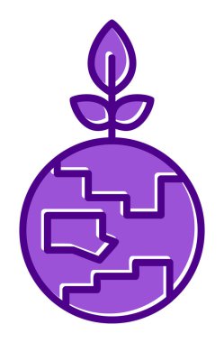 Bitki ikonu vektör illüstrasyonlu Dünya gezegeni 