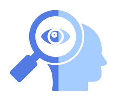 Büyüteç simgesiyle insan kafasının vektör çizimi