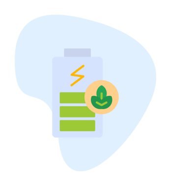 Vektör ekoloji ikonu illüstrasyonu. Yeşil Pil                           