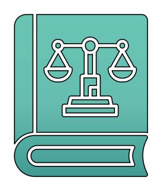 Adalet kitabı simgesi, vektör illüstrasyonu