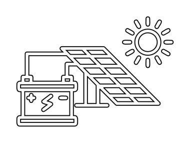 Güneş enerjisi ikon vektör illüstrasyonu