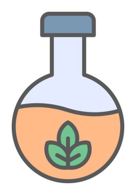 Yaprak ikonu resimli vektör matarası. Kimya konsepti              