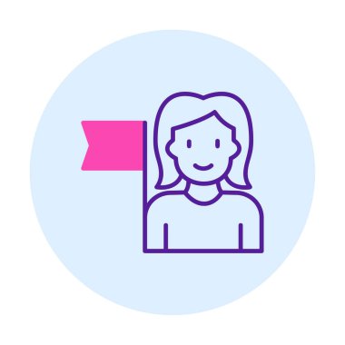 Bayrağı olan insanlar, tasarım vektörü illüstrasyonunda feminizm 