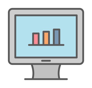 iş grafiği bilgisayar ekranında, vektör illüstrasyonu basit tasarım