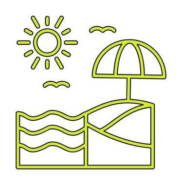 Yaz plaj ikonunun vektör illüstrasyonu 