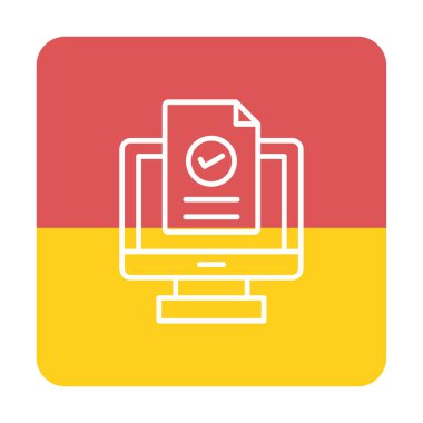 Bilgisayar ekranında web sitesi kayıt simgesi, vektör illüstrasyonu basit tasarım