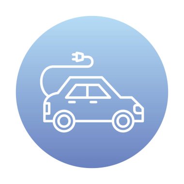 Elektrikli araba ikonu. Elektrikli otomobil ve şarj sembolü. Çevre dostu elektro araç konsepti. Vektör illüstrasyonu 