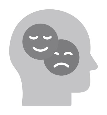 Bipolar bozukluk veya depresyon BP web ikonu, vektör illüstrasyonu. Ruh sağlığı sembolleri gösteriliyor