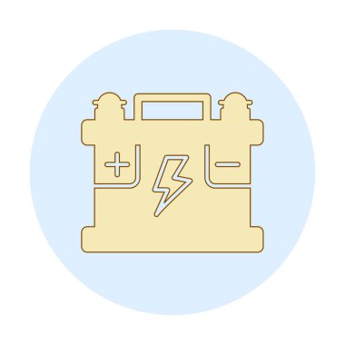 Araba aküsü simgesi. Ağ için Kataloglayıcı imza vektör simgesinin düz çizimi.