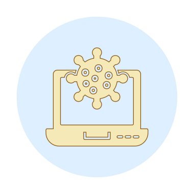 Kalkan virüs simgesine sahip dizüstü bilgisayar, düz dizayn 