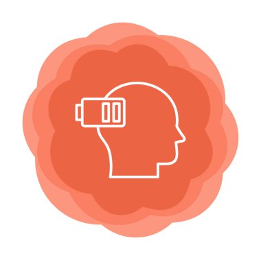 Düşük pil işaretli insan kafası, tükenmiş adam konsepti, vektör çizimi