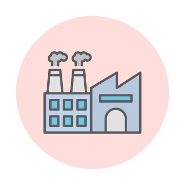 Fabrika web simgesi, vektör illüstrasyonu 