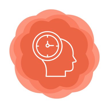 İnsan kafası ikonlu saat. vektör illüstrasyonu                          