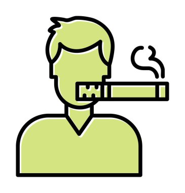 Sigara ikonlu sigara içen adam, vektör illüstrasyonu 