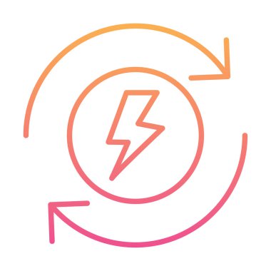 Enerji simgesi, daire oklu ışıkyılı, vektör illüstrasyonu