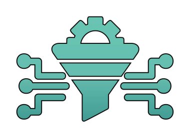 Dişli ve filtre simgesi, vektör illüstrasyonu ile Çalışma Süreci 