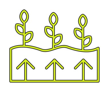 Bitkiler ve oklar ikon vektör çizimi. Jeotermal Enerji Konsepti                   