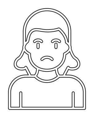 Üzgün kadın web simgesi basit vektör illüstrasyonu