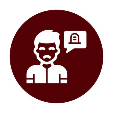 İnsan ve konuşma balonu mezar taşı işareti, vektör illüstrasyonu