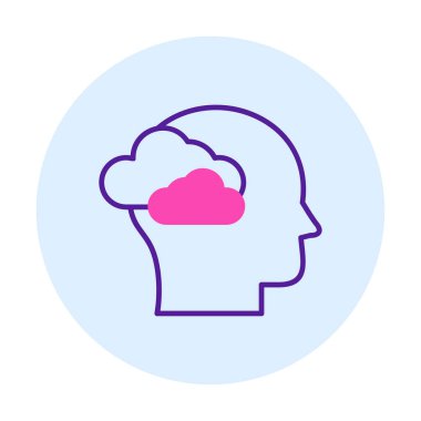 Bulut simgesi olan beyin, vektör illüstrasyonu