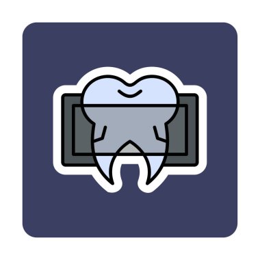 Diş bakımı ikonu, basit tasarım. Vektör çizimi. Diş röntgeni                                