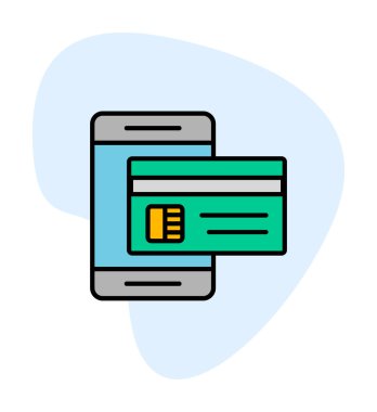 Basit Çevrimiçi Ödeme simgesi, vektör illüstrasyonu